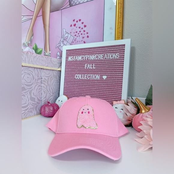 Pink Halloween Custom Ghost Pumpkin Pink Hats - Picture 3 of 5